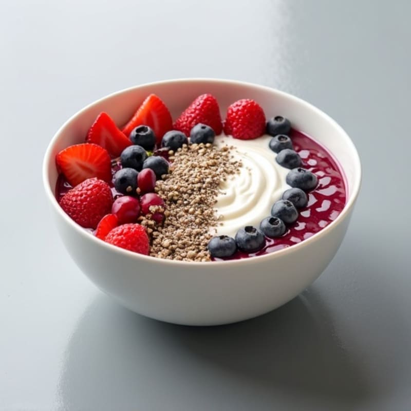 Greek Yogurt Protein Bowl with Chia Seeds and Mixed Berries