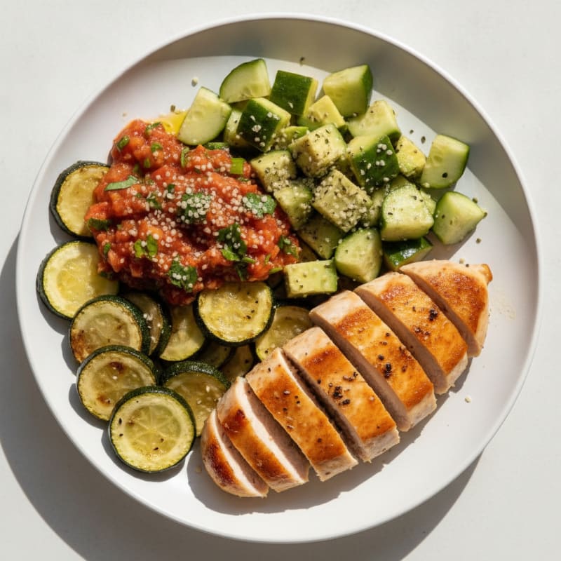 Chicken and Salsa with Roasted Vegetables