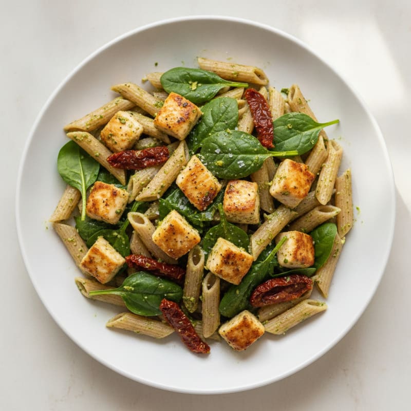 Pesto Chicken Pasta with Sun-Dried Tomatoes