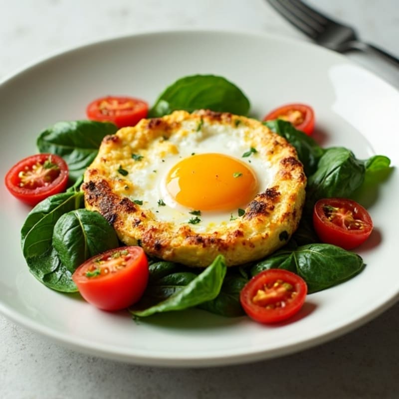Egg White Spinach Scramble with Cherry Tomatoes