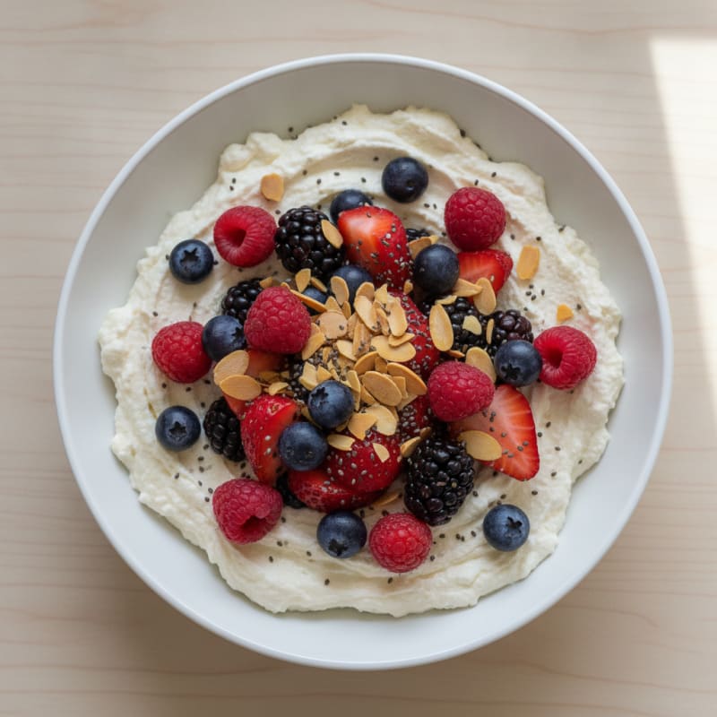Silky Greek Yogurt Protein Pudding with Mixed Berries