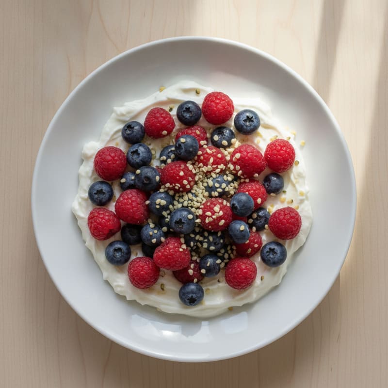 Creamy Greek Yogurt Protein Pudding with Mixed Berries