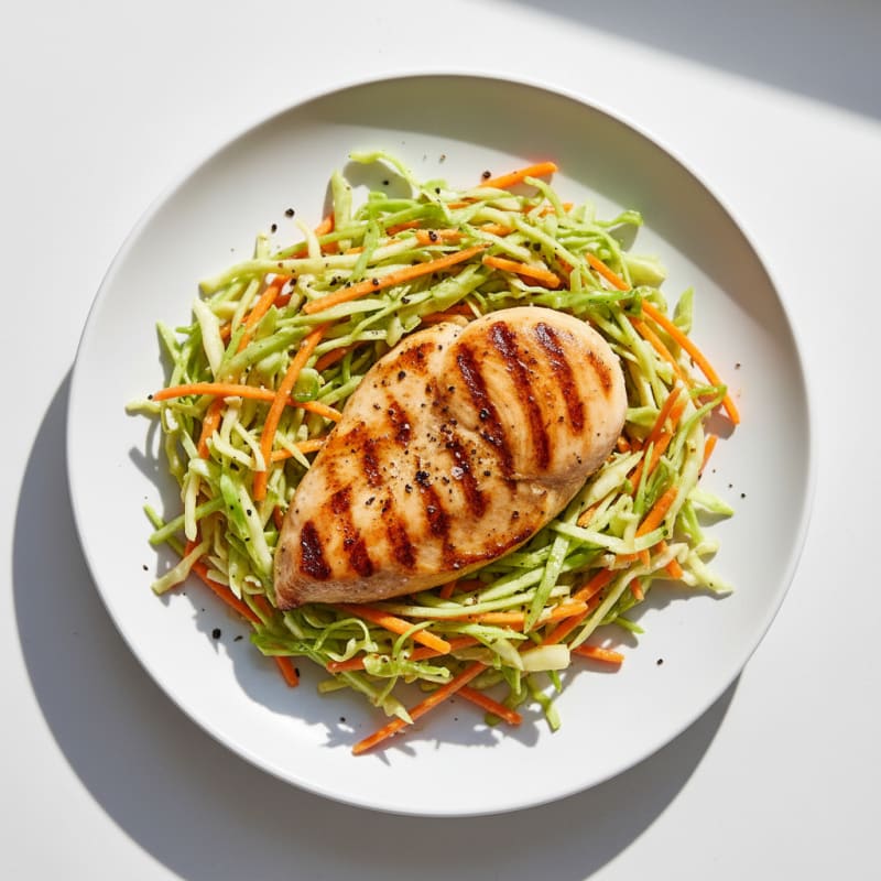 Grilled Chicken Breast with Crunchy Cabbage Slaw