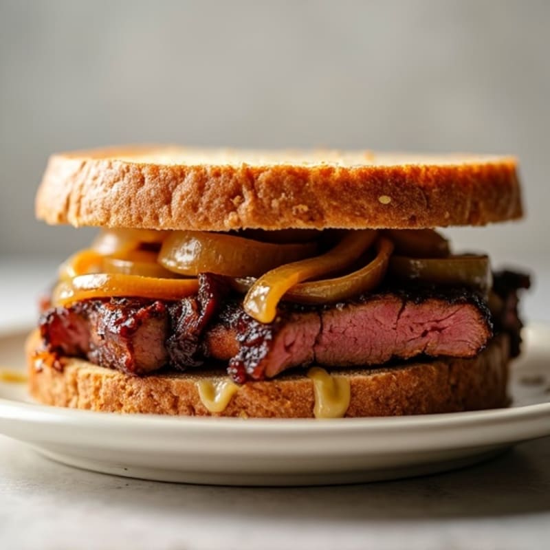 Lean Smoked Brisket Sandwich with Caramelized Onions