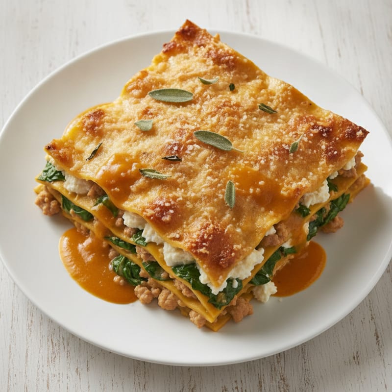 Pumpkin and Spinach Lasagna