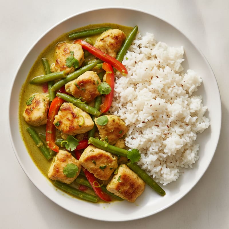 Green Curry Chicken with Coconut Rice