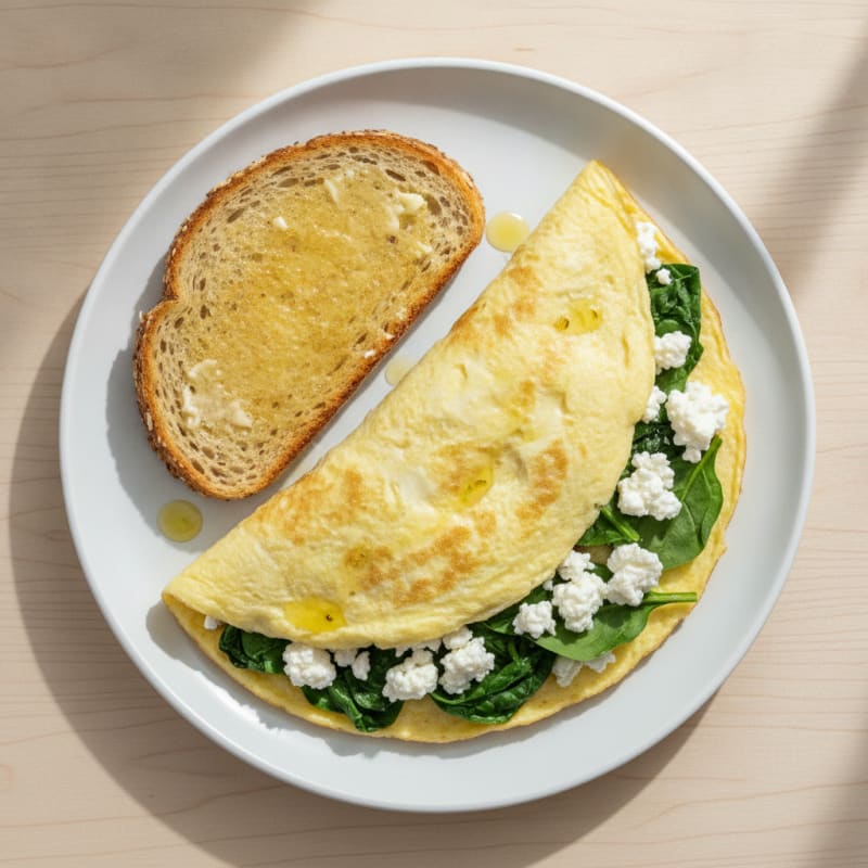 Egg White Spinach Omelette with Cottage Cheese