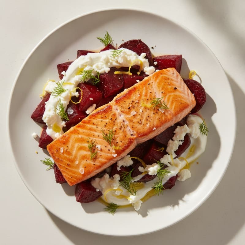 Lemon-Herb Salmon with Roasted Beets and Feta