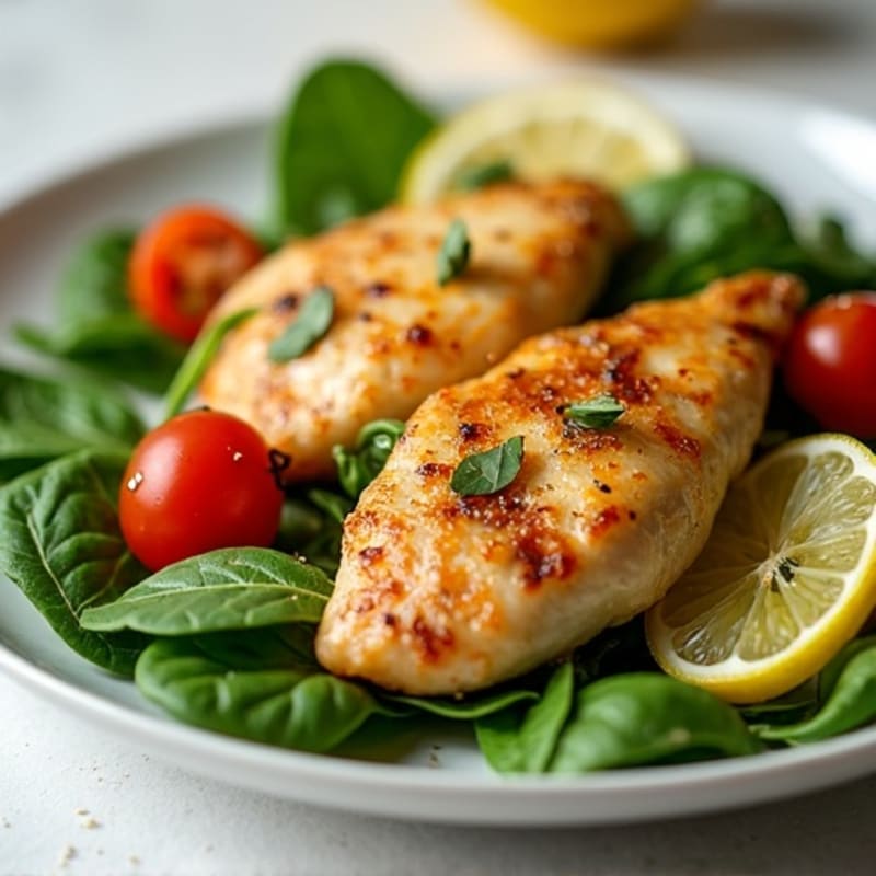 Lemon-Garlic Pan-Seared Chicken with Fresh Greens