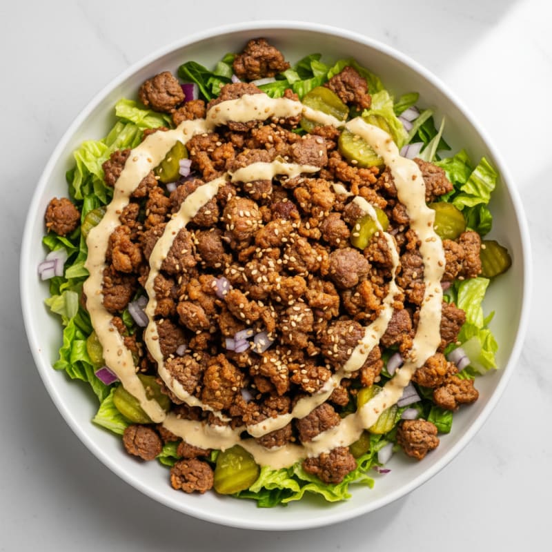 Crispy Ground Beef Big Mac Bowl