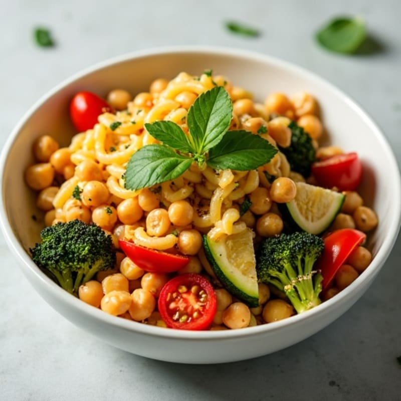 Chickpea Pasta with Crispy Roasted Vegetables and Lemon-Herb Dressing
