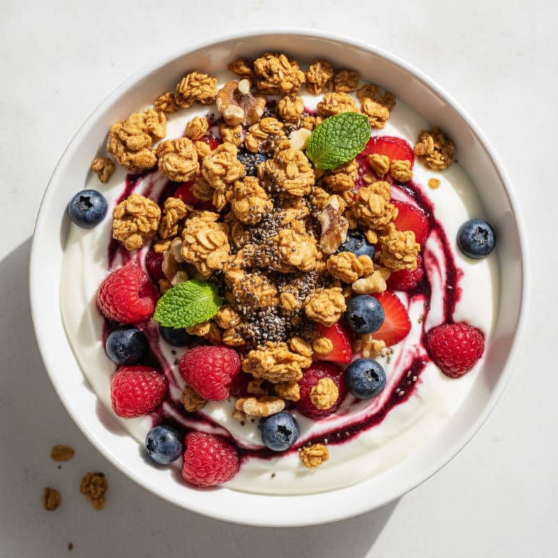 Greek Yogurt Protein Parfait with Mixed Berries