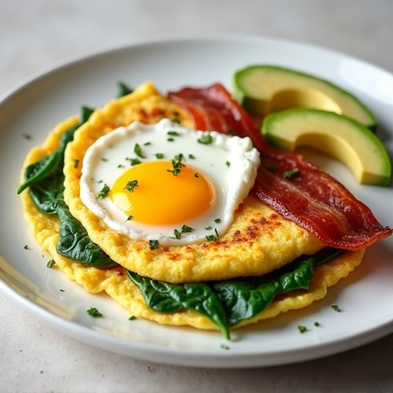 Egg White Spinach Omelette with Turkey Bacon