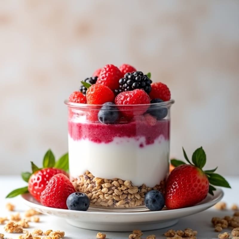 Greek Yogurt Protein Parfait with Mixed Berries