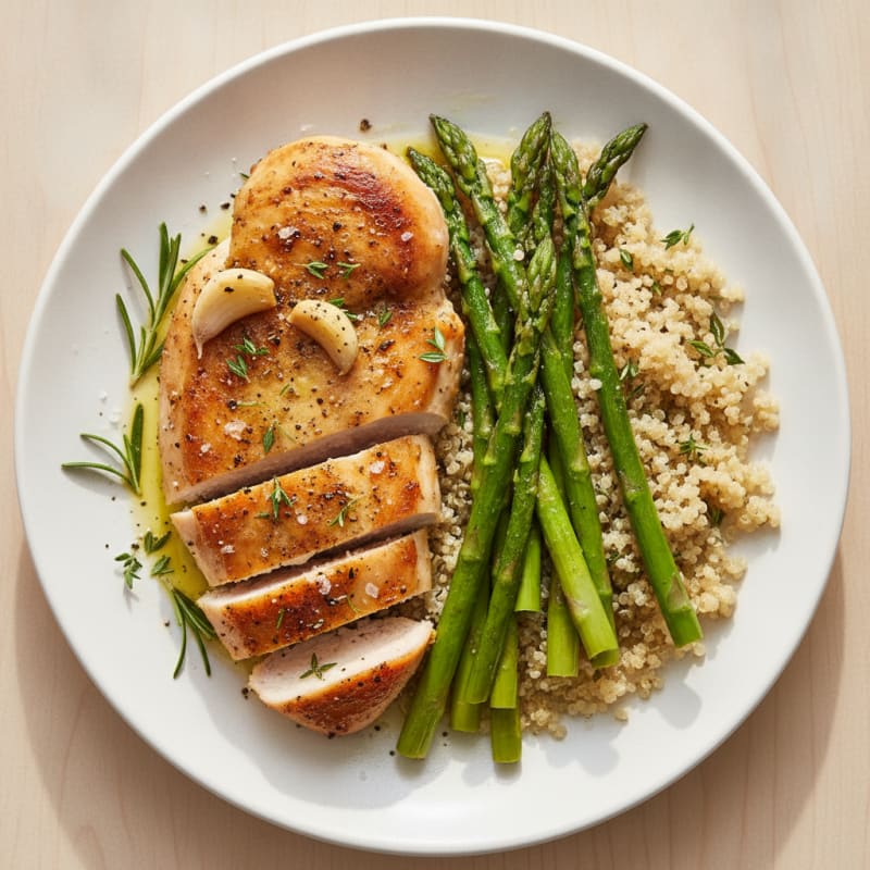 Garlic Herb Roasted Chicken with Asparagus