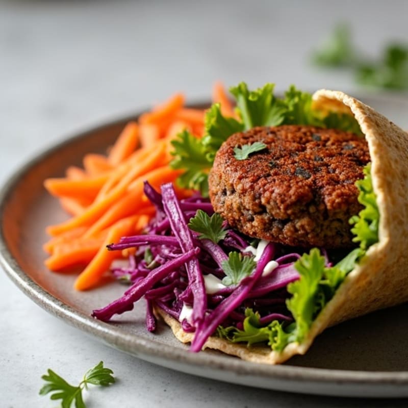 Crispy Black Bean Burger Whole Wheat Wraps with Fresh Slaw