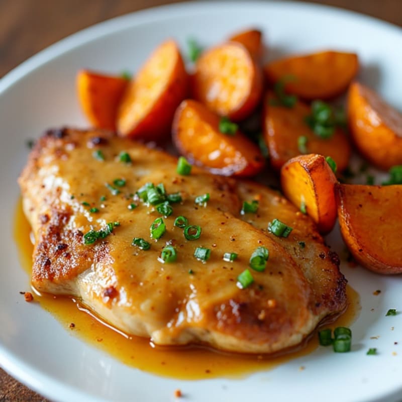 Honey Mustard Glazed Chicken with Roasted Sweet Potatoes