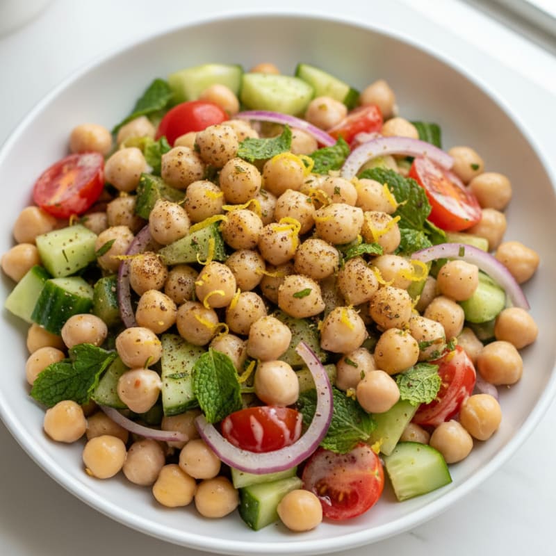 Chickpea and Cucumber Salad with Lemon Yogurt Dressing