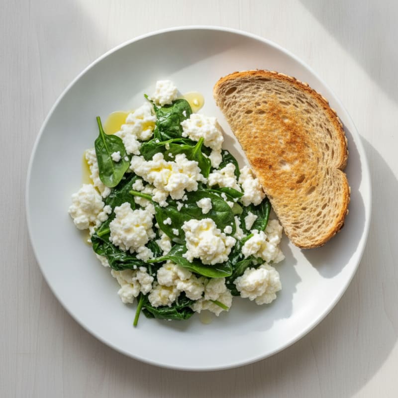 Egg White and Spinach Scramble with Cottage Cheese