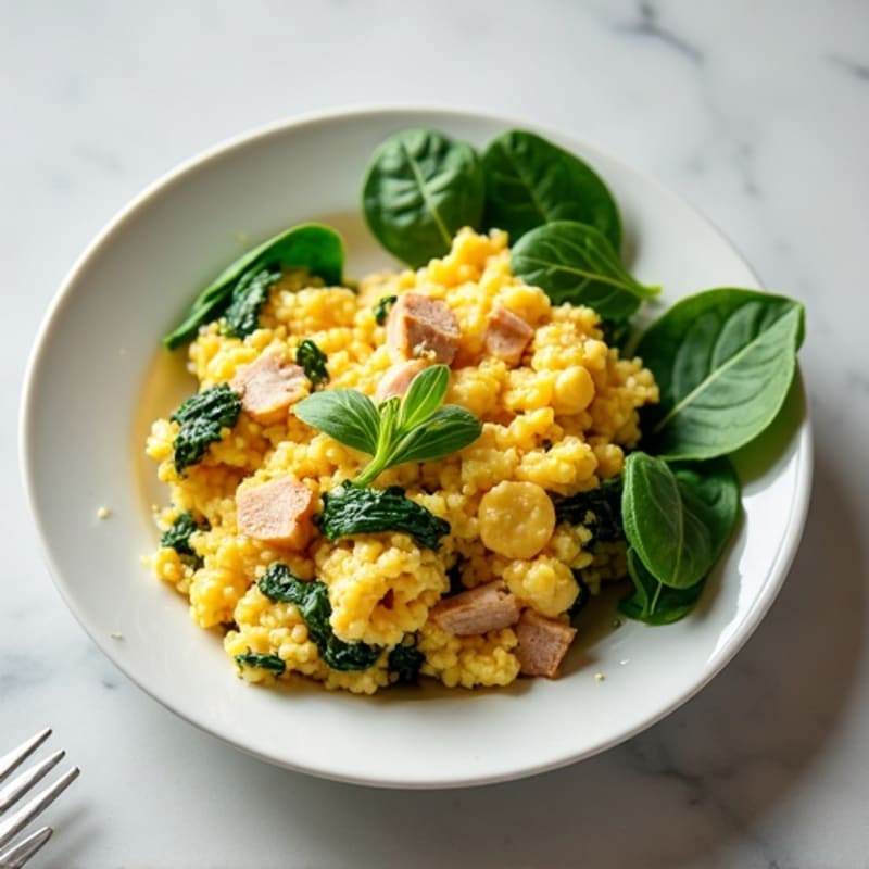 Egg White Spinach Scramble with Turkey Breast
