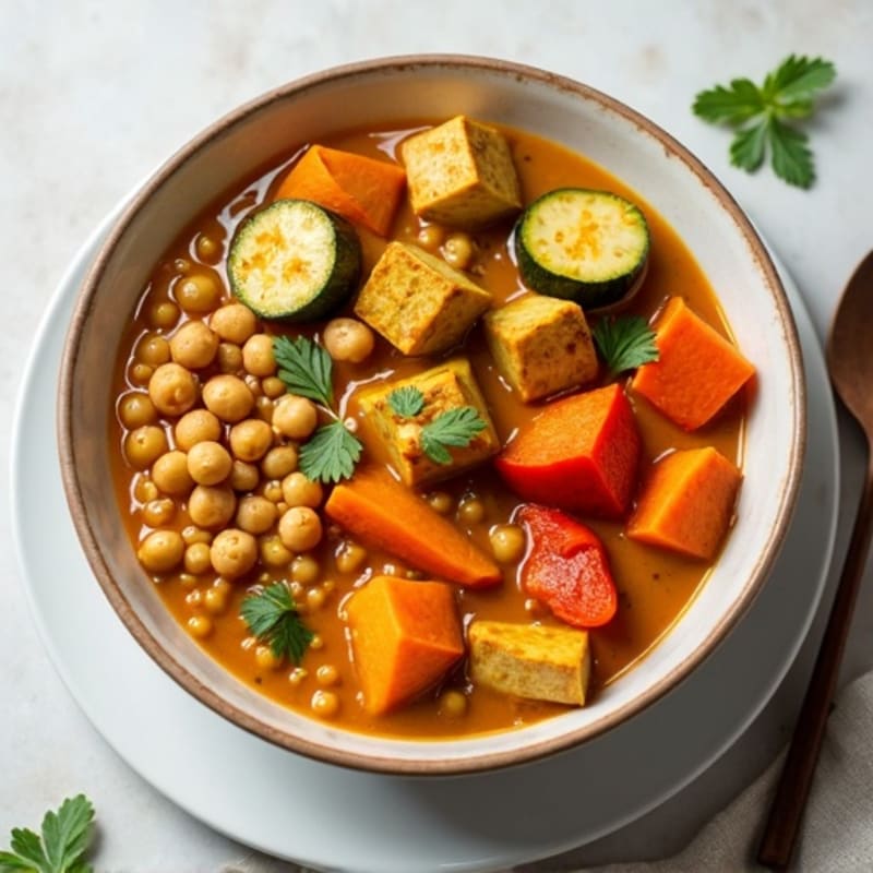 Creamy Red Lentil Curry with Roasted Vegetables