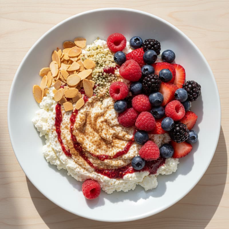 Cottage Cheese Berry Bowl with Toasted Almonds