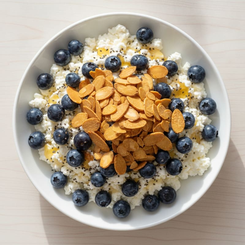 Cottage Cheese Berry Bowl with Almond Crunch