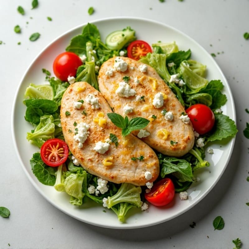 Lemon-Herb Chicken Salad with Fresh Feta and Crisp Vegetables