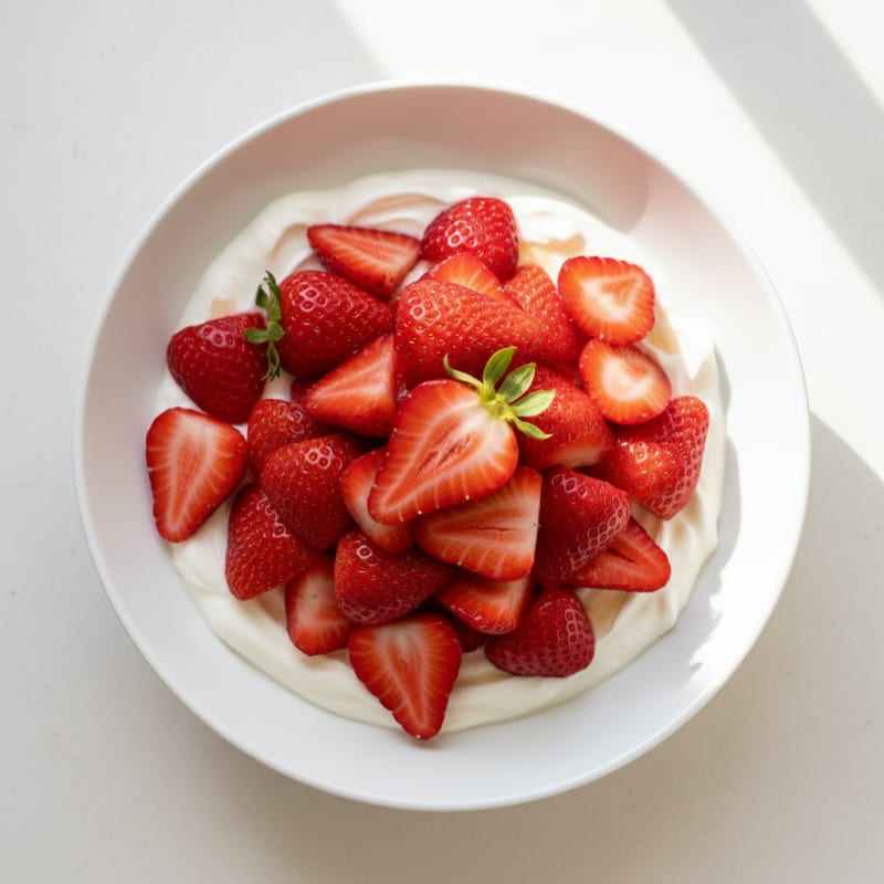 Silky Vanilla Protein Yogurt with Fresh Strawberries