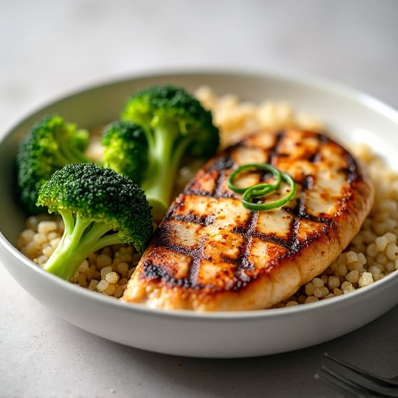 Grilled Chicken Breast with Roasted Broccoli and Quinoa