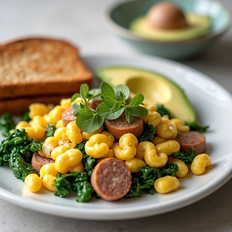 Egg White Scramble with Turkey Sausage and Spinach