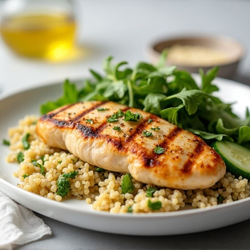 Grilled Lemon Garlic Chicken Breast with Quinoa Salad