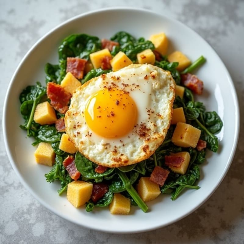 Egg White Spinach Scramble with Turkey Bacon
