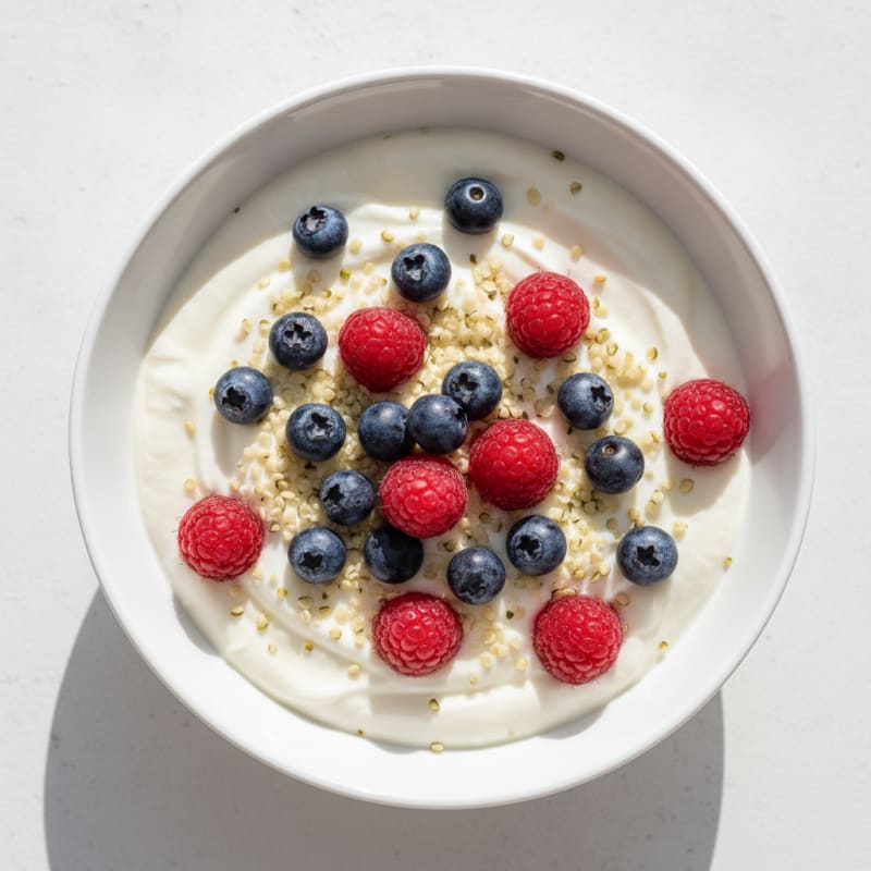 Silky Greek Yogurt Bowl with Hemp Seeds and Berries