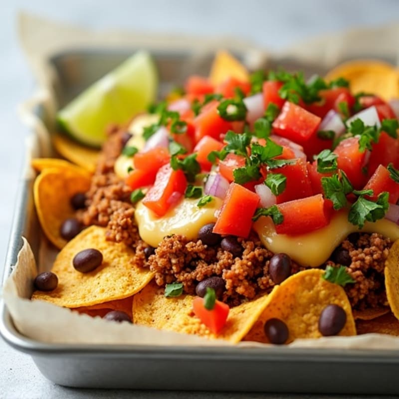 Crispy Sheet Pan Lean Ground Turkey Nachos with Fresh Salsa