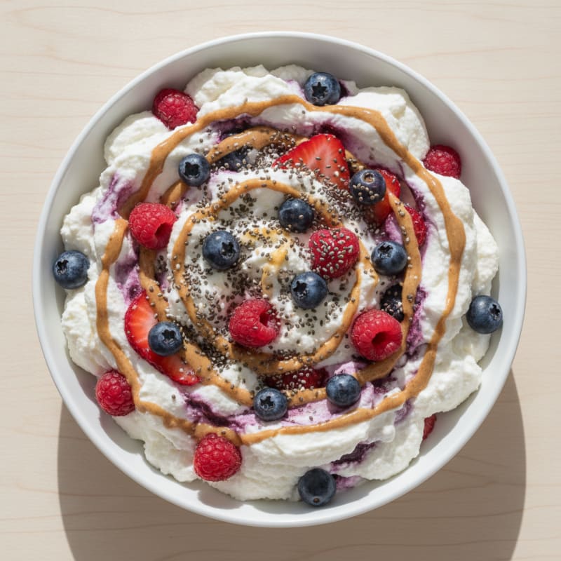 Greek Yogurt Protein Mousse with Mixed Berries