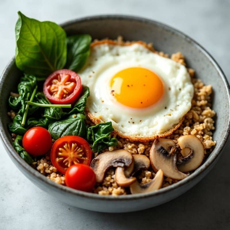 Savory Veggie-Loaded Oatmeal Bowl with Fried Egg