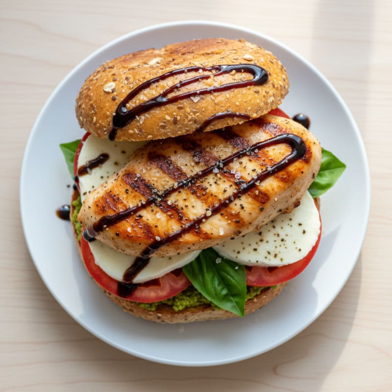 Grilled Caprese Chicken Sandwich with Balsamic Glaze