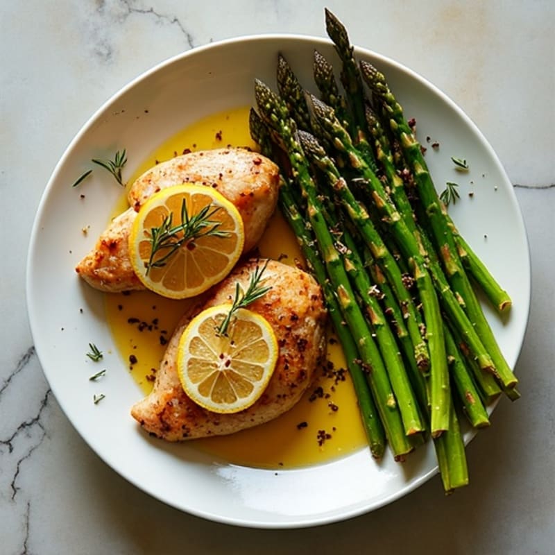 Sheet Pan Lemon Herb Roasted Chicken and Crispy Asparagus