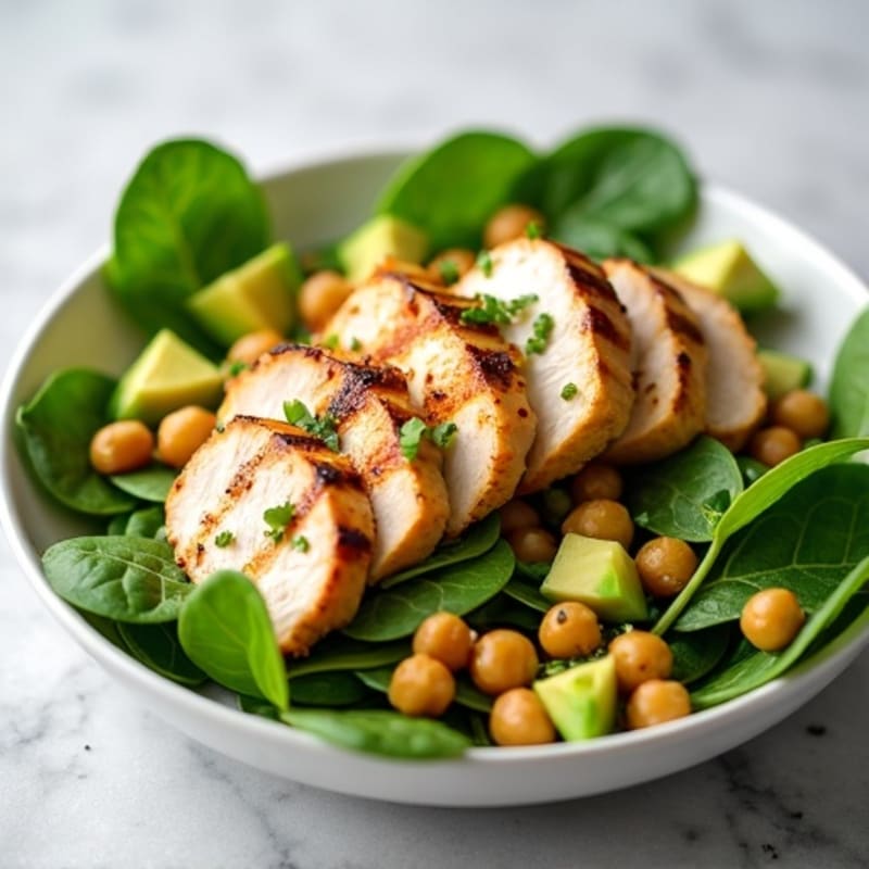 Grilled Chicken Spinach Salad with Chickpeas