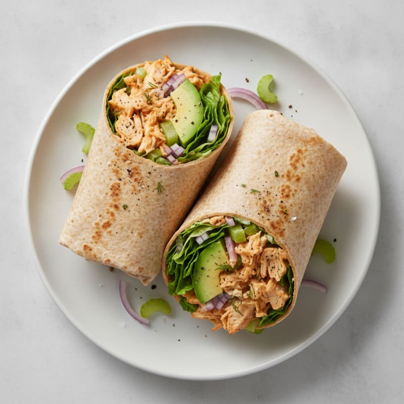 Buffalo Ranch Chicken Salad Wraps