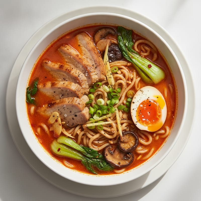 Sriracha Pork Ramen with Jammy Egg