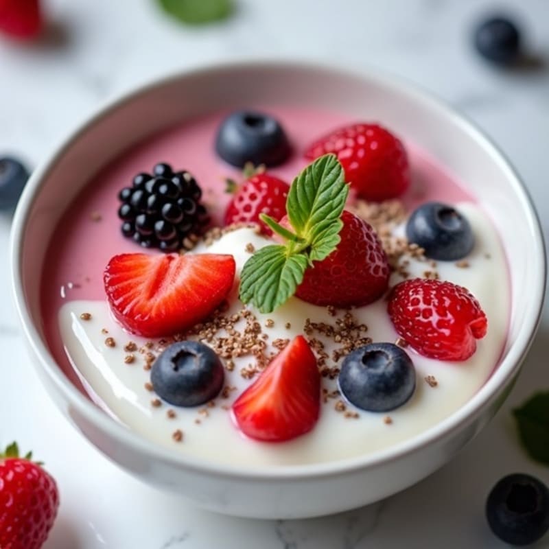 Silky Greek Yogurt Protein Pudding with Mixed Berries