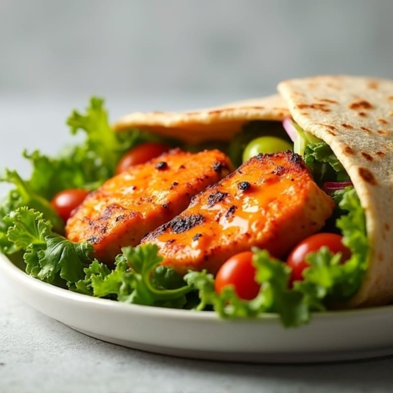 Healthy Buffalo Chicken Wrap with Fresh Veggies
