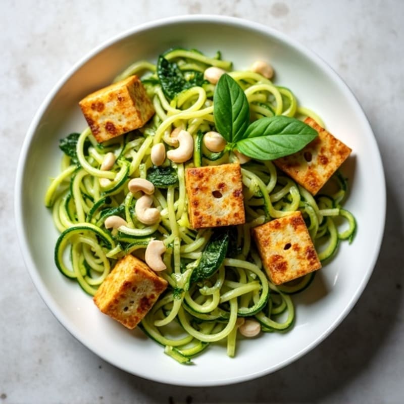 Fresh Zucchini Noodles with Creamy Vegan Pesto