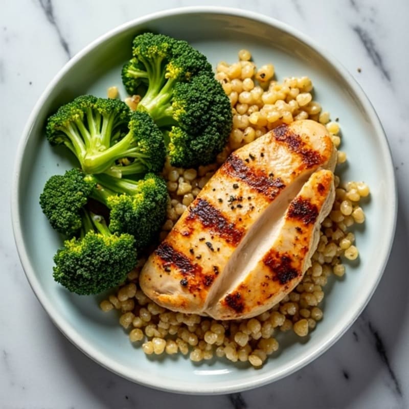 Grilled Chicken Breast with Roasted Broccoli and Quinoa