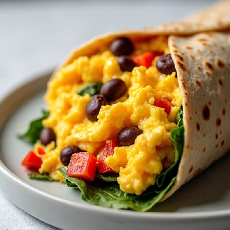 Hearty Scrambled Egg and Black Bean Breakfast Burrito