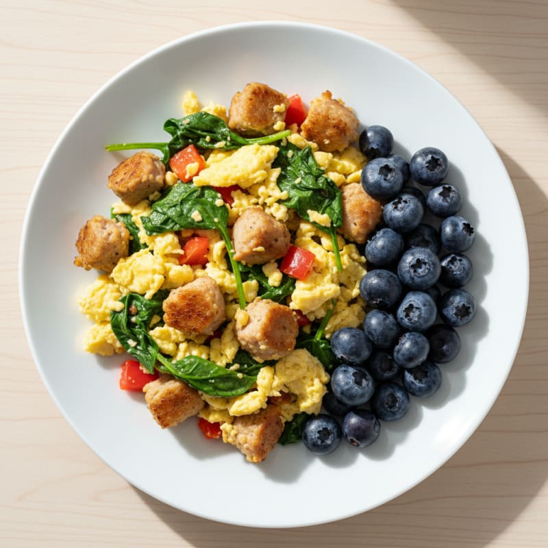 Egg and Veggie Scramble with Chicken Sausage