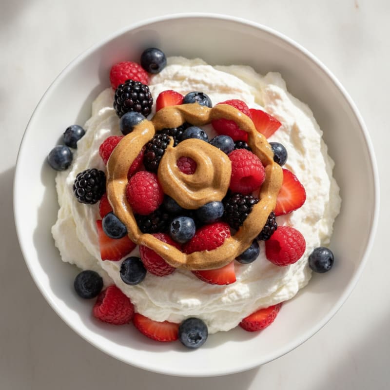 Greek Yogurt Protein Mousse with Mixed Berries