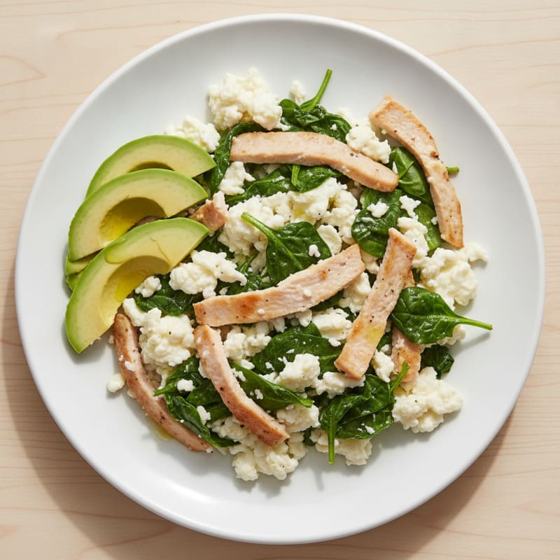 Egg White and Spinach Scramble with Turkey Breast